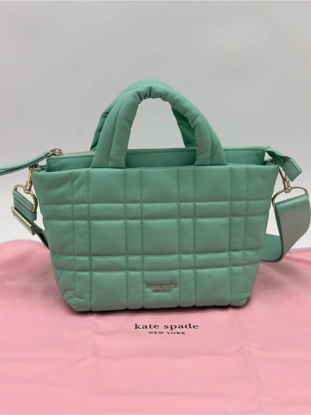 kate spade Quilted Mint Green Top-Handle Crossbody Tote